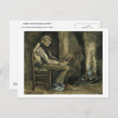 Farmer bij Fireside Reading, Vincent van Gogh Briefkaart (Voorkant / Achterkant)