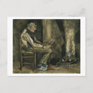 Farmer bij Fireside Reading, Vincent van Gogh Briefkaart