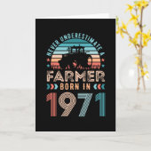 Farmer born 1971 50th Birthday Farming Gift Retro Kaart (Gele Bloem)