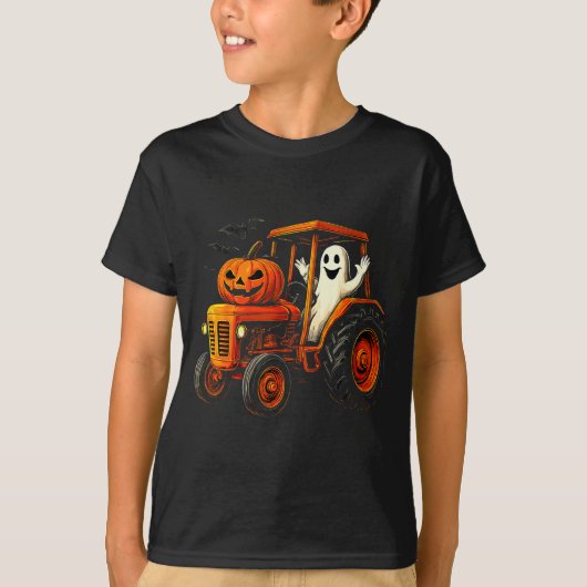 Farmer Ghost Tractor Pumpkin Soky Season Halloween T-shirt (Voorkant)