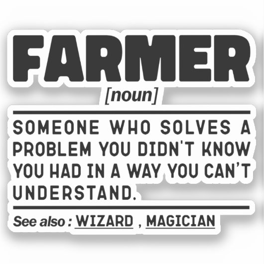 Farmer Noun Definition Cool Farming Lover Matching Sticker (Voorkant)
