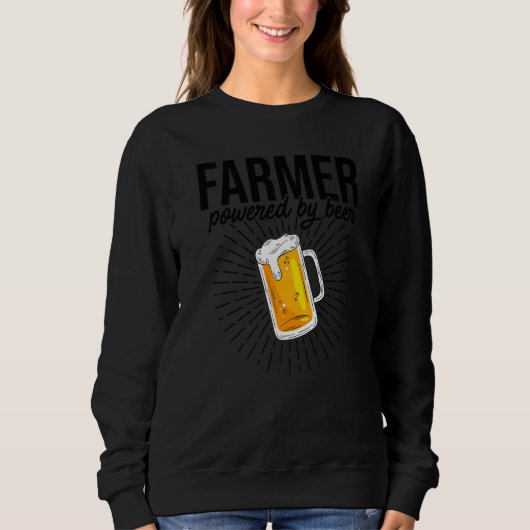 Farmer Powered By Beer Farming Agriculture Tractor Trui (Voorkant)