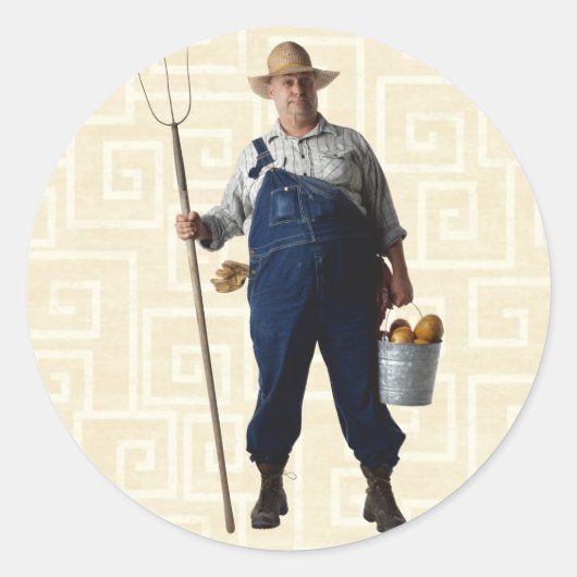 Farmer Ronde Sticker (Voorkant)