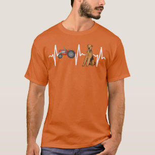 Farmer Tractor Airedale Terrier Heartbeat Dog Love T-shirt