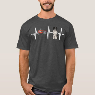 Farmer Tractor Border Collie Heartbeat Hondenliefh T-shirt