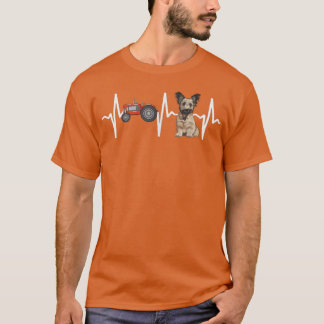 Farmer Tractor Skye Terrier Heartbeat Hondenliefhe T-shirt