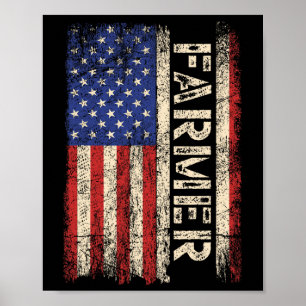Farmer Tractors Usa Amerikaanse Vlag Patriottische Poster