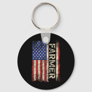 Farmer Tractors Usa Amerikaanse Vlag Patriottische Sleutelhanger