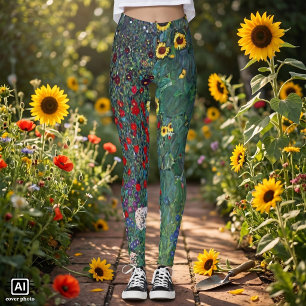 Farmergarden w Zonnebloem door Klimt, Vintage Bloe Leggings