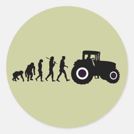 Farmers Evolution of Farming Boerderij Tractor Dri Ronde Sticker (Voorkant)