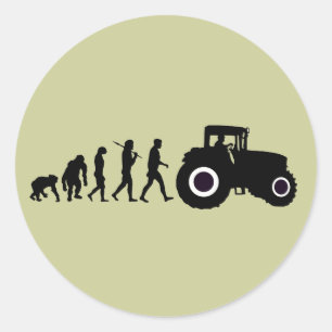 Farmers Evolution of Farming Boerderij Tractor Dri Ronde Sticker