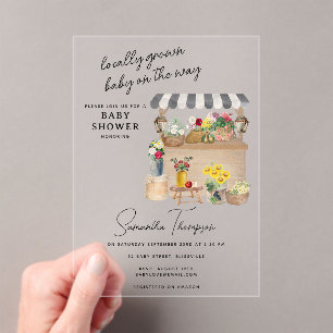Farmer's Flower Cart Stand Market Baby shower Acryl Uitnodigingen