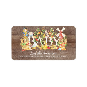 Farmers Market Baby shower Adreslabel Etiket