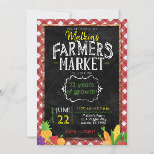 Farmers Market Chalkboard verjaardagsuitnodiging Kaart