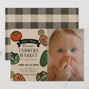 Farmers Market Kraft papier 1e verjaardag foto Kaart