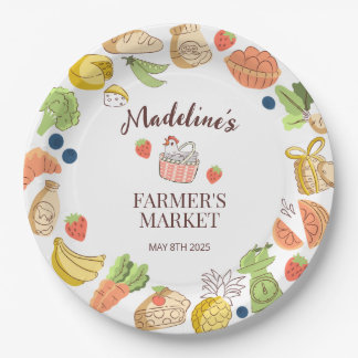 Farmer's Market Party Boerderij Verse Producten Papieren Bordje