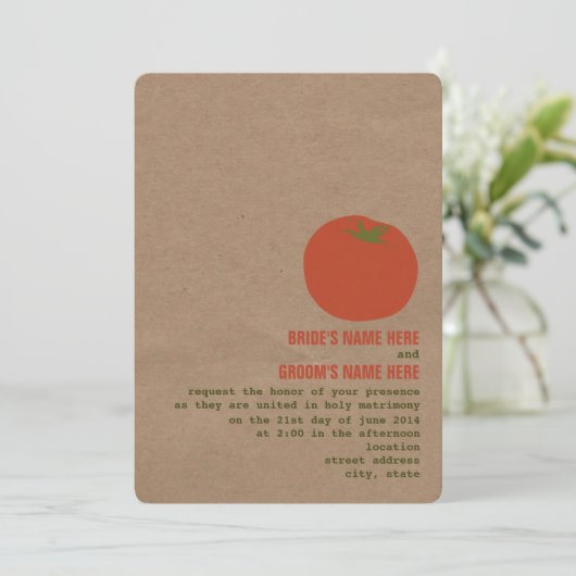 Farmer's Market Thema Bruiloft Uitnodigen | Tomaat Kaart (Staand voorkant)