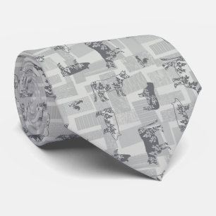 Farmhouse Animals Modern Pattern - Grey Stropdas
