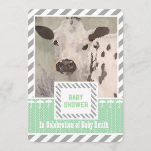 Farmhouse Baby shower Cow Uitnodiging