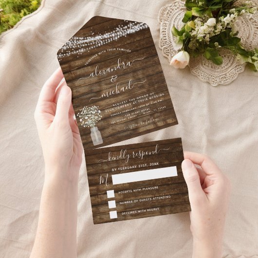Farmhouse Baby's Rustic Wedding RSVP All In One Uitnodiging