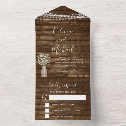 Farmhouse Baby's Rustic Wedding RSVP All In One Uitnodiging (Binnen)