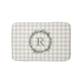 Farmhouse Beige Buffalo Check Monogramed Wreath Badmat (Voorkant)