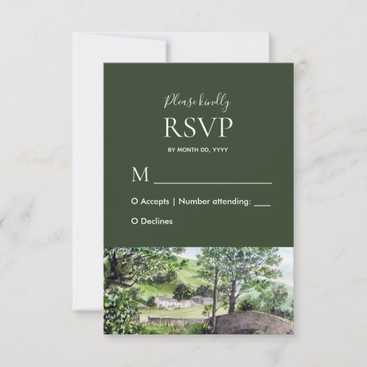 Farmhouse bij Thirlmere Wedding Response RSVP Kaartje (Voorkant)