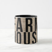 FARMHOUSE Black Lettering Rustige Burlap Sacking Mok (Midden)