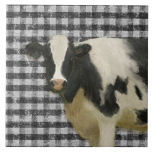 Farmhouse Black n White Cow Rustic Country Kitchen Tegeltje