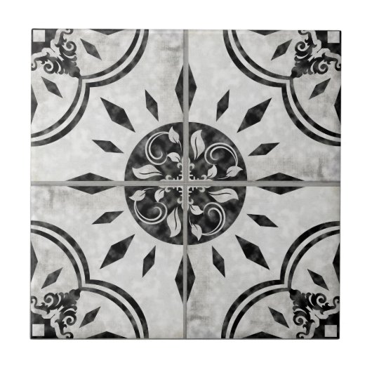 Farmhouse Black White Pattern Land Chic Rustic Tegeltje (Voorkant)
