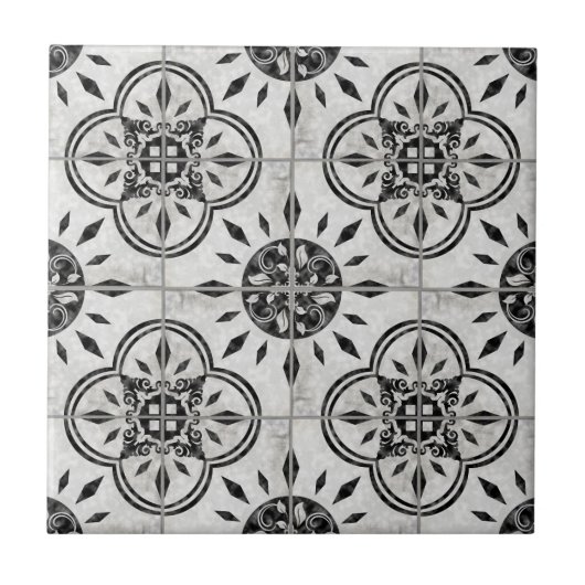 Farmhouse Black White Pattern Rustic Country Chic Tegeltje (Voorkant)