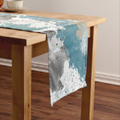 Farmhouse Blue Gray Palette Splatter Korte Tafelloper (Voorbeeld)