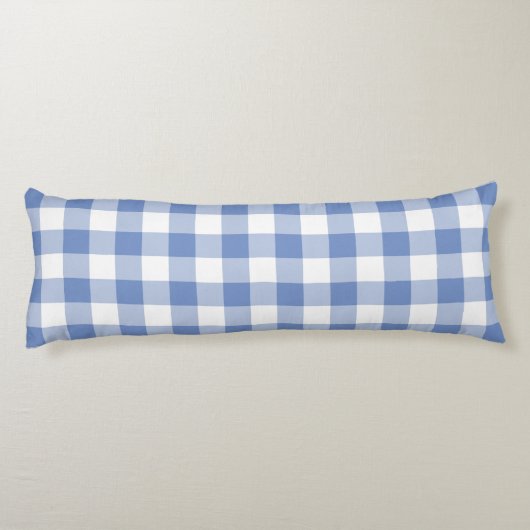 Farmhouse Blue Rustic Gingham Check Plaid Lichaamskussen (Achterkant)