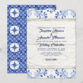 Farmhouse Boerderij Lapis Blue White Wood Tile Rus Kaart (Voorkant / Achterkant)