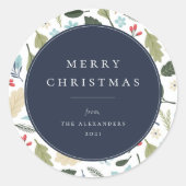 Farmhouse Botanical Pattern Holiday Ronde Sticker (Voorkant)