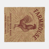 Farmhouse Burlap Print met Rooster Fleece Deken (Voorkant (Horizontaal))