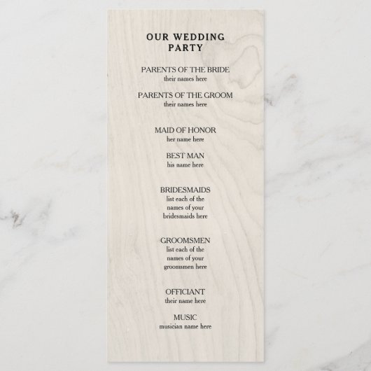 Farmhouse Chic | Programme de mariage du coeur et  (Dos)