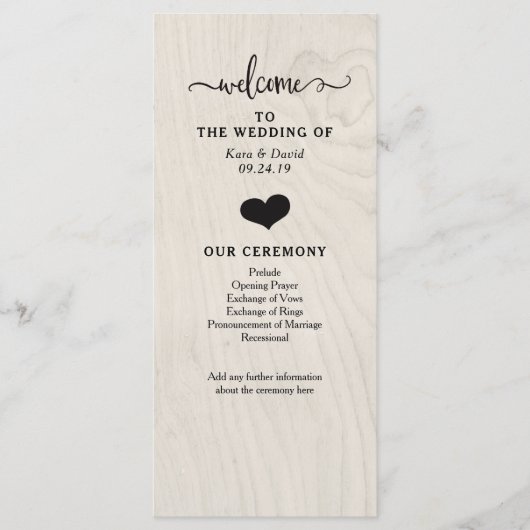 Farmhouse Chic | Programme de mariage du coeur et  (Devant)