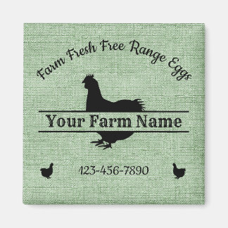 Farmhouse Chicken Split Monogram Egg Green Burlap Magneet