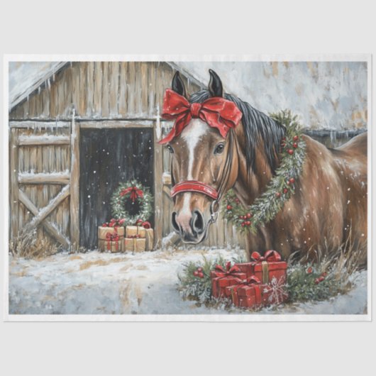 Farmhouse Christmas Horse Tissuepapier (Voorkant)
