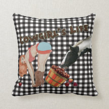 Farmhouse  Cowgirl's Life Pinup Pillow