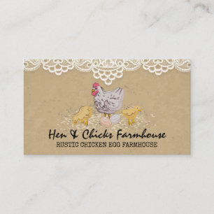 Farmhouse Craft Lace Rustic Chicks Hen Visitekaartje
