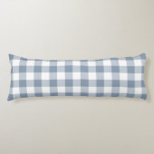 Farmhouse Dusty Blue Rustic Gingham Check Plaid Lichaamskussen (Voorkant)