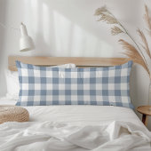 Farmhouse Dusty Blue Rustic Gingham Check Plaid Lichaamskussen