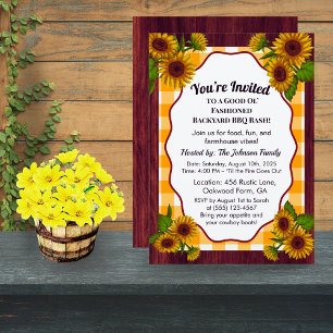 Farmhouse En vichy BBQ Invitation Pays rustique
