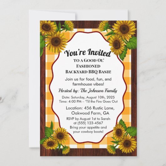 Farmhouse En vichy BBQ Invitation | Pays rustique (Devant)