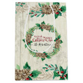 Farmhouse Family Merry Kerstmis Pine Cone Wreate Medium Cadeauzakje (Voorkant)