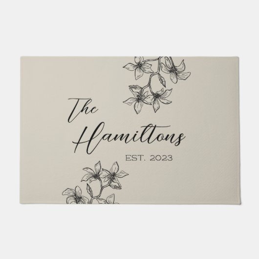 Farmhouse Floral Custom Beige Deurmat (Voorkant)