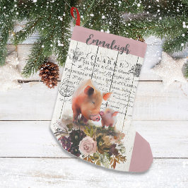 Farmhouse Floral Duroc Pigs Kleine Kerstsok