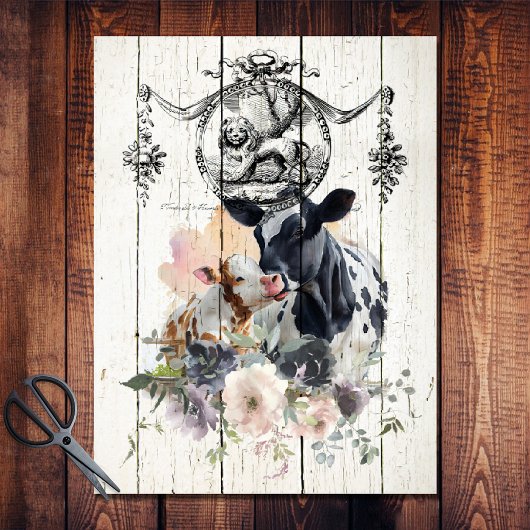 Farmhouse Floral Holstein Koeien Tissuepapier
